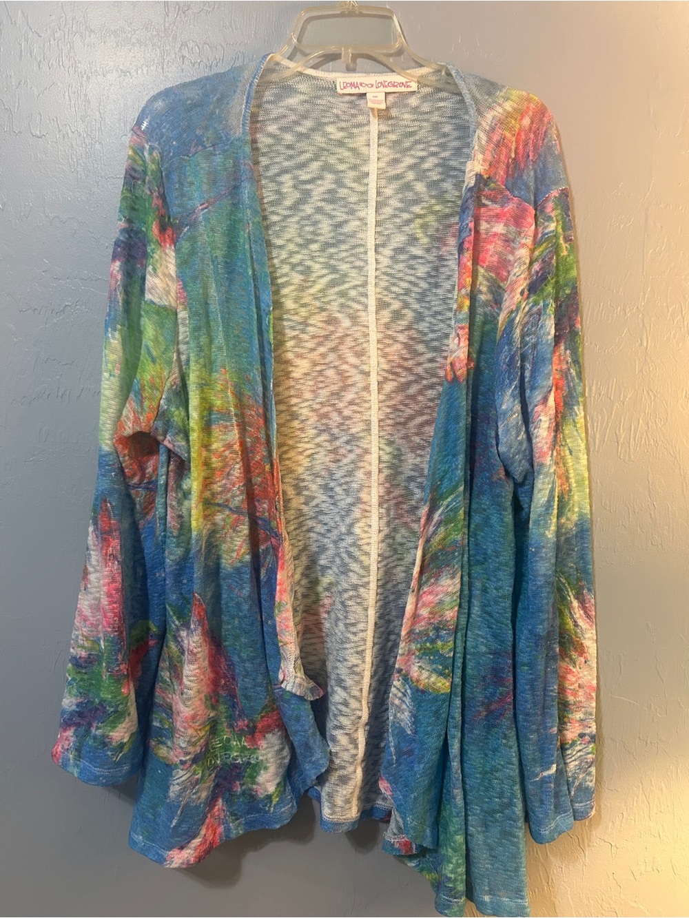 Leoma Lovegrove Watercolor Hummingbird Cardigan - Size XXXL